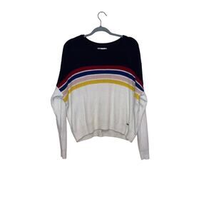Hollister striped color block preppy oversized semi cropped sweater size medium